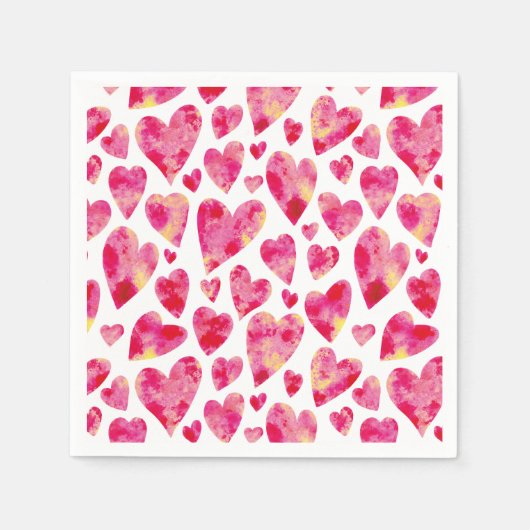 Roze Waterverf Love Heart patroon Servet (Voorkant)