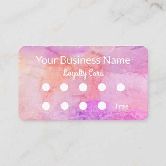 roze Waterverf Loyalty Kaart (Voorkant)