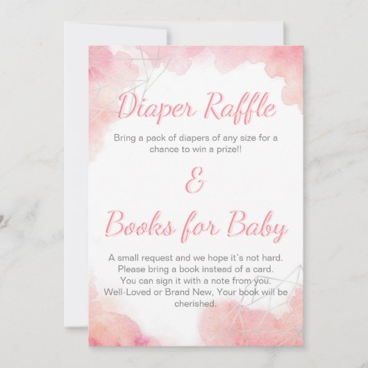 Roze Waterverf luierspoeling en Boeken voor Baby Save The Date (Voorkant)