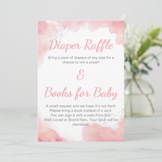 Roze Waterverf luierspoeling en Boeken voor Baby Save The Date (Staand voorkant)