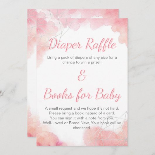 Roze Waterverf luierspoeling en Boeken voor Baby Save The Date (Voorkant / Achterkant)