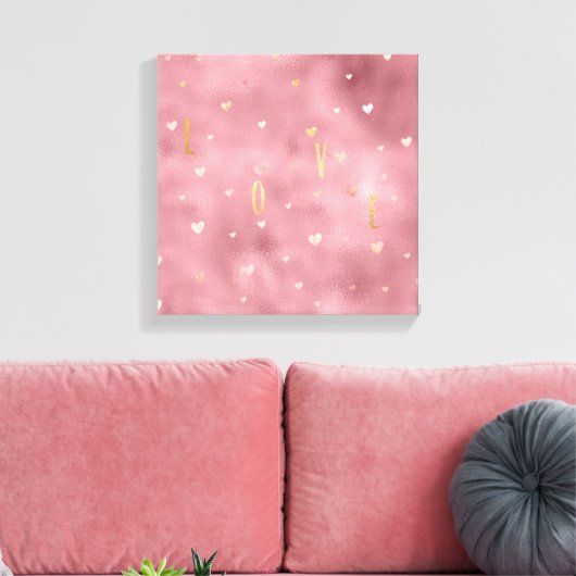Roze Waterverf maakt goudliefhebber Canvas Afdruk (Insitu (Woonkamer))