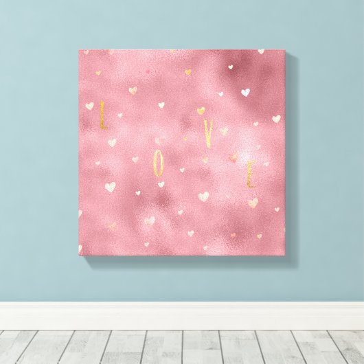 Roze Waterverf maakt goudliefhebber Canvas Afdruk (Insitu (Houten vloer))