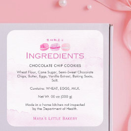 Roze Waterverf Macaron Bakkerij Ingrediënten Produ Vierkante Sticker
