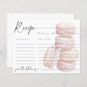 Roze Waterverf Macaron Recept Kaart (Voorkant / Achterkant)