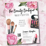 Roze Waterverf make-up artiest Flyer<br><div class="desc">Roze Bloemen Waterverf Make-up Artiest Flyer. Deze print barst van levendige tinten en grillige bloei en is een visueel feest perfect voor make-upartiesten, schoonheidsbloggers, influencers en iedereen die op zoek is naar een vleugje kleurrijke bloemenelegantie met een vleugje glam. Met felroze pioenrozen, make-uppalet, make-upborstels en lippenstift. U kunt alle tekst...</div>