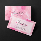 Roze Waterverf Make-up Artiest Script Typografie Visitekaartje