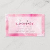 Roze Waterverf Make-up Artiest Script Typografie Visitekaartje (Voorkant)