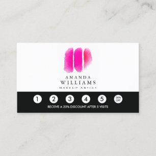 Roze Waterverf Make-up Artiest Swatches Loyaliteit Klantenkaartje