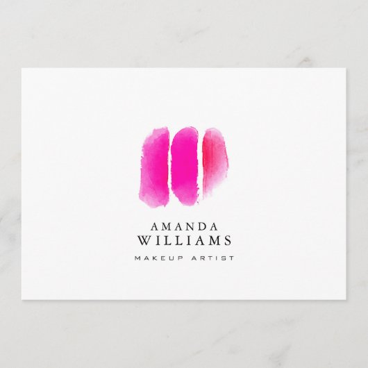 Roze Waterverf Make-up Swatches Platte Notecard Notitiekaartje (Voorkant)