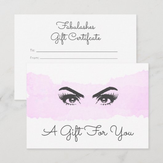 Roze Waterverf Makeup Artiest Cadeaubon (Voorkant / Achterkant)