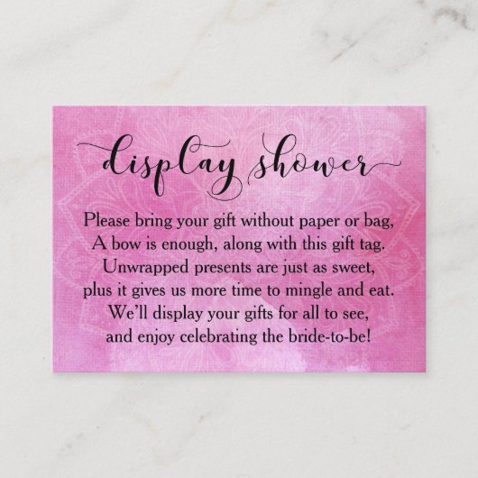 Roze Waterverf Mandala Display Vrijgezellenfeest C Informatiekaartje (Voorkant)