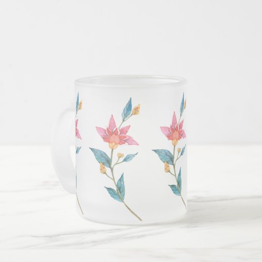 Roze waterverf matglas koffiemok (Voorkant links)