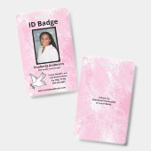 Roze Waterverf Medewerker Fotonaam Logo ID Badge (Voor- en achterkant)