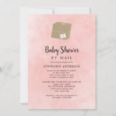 Roze Waterverf Meisje Baby shower per post Kaart (Voorkant)