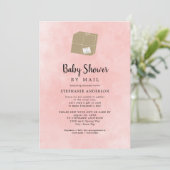 Roze Waterverf Meisje Baby shower per post Kaart (Staand voorkant)