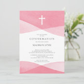 Roze Waterverf MEISJES Bevestiging Kaart (Staand voorkant)