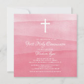 Roze Waterverf meisjes Eerste Heilige Communie Kaart (Voorkant)