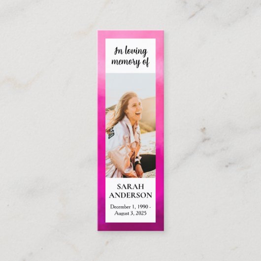 Roze Waterverf Memorial Prayer Kaart Bladwijzer Contactkaartje (Voorkant)