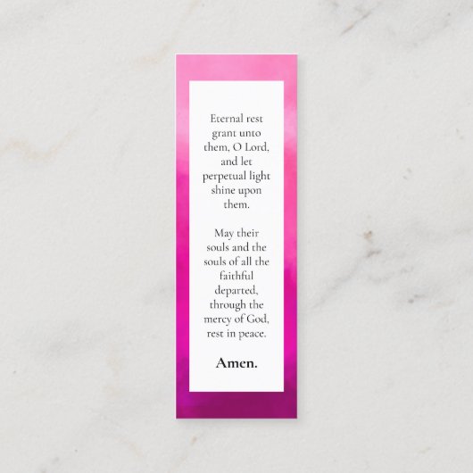 Roze Waterverf Memorial Prayer Kaart Bladwijzer Contactkaartje (Achterkant)