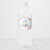 Roze waterverf met boodschap waterfles etiket (Voorkant)