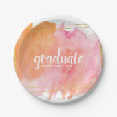 Roze Waterverf met Borden van Gold Graduation Part Papieren Bordje (Voorkant)