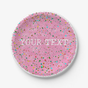 Roze Waterverf met Confetti Decor Custom Papieren Bordje