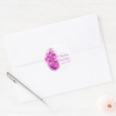 Roze waterverf met gestileerde orchidee trouwstick ronde sticker (Envelop)