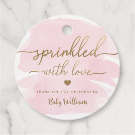 Roze Waterverf met liefdesBaby shower Bedankjes Labels