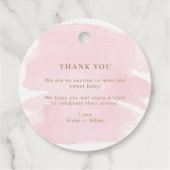 Roze Waterverf met liefdesBaby shower Bedankjes Labels (Achterkant)