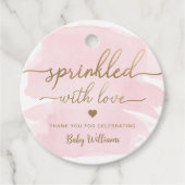 Roze Waterverf met liefdesBaby shower Bedankjes Labels (Voorkant)