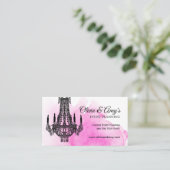 Roze Waterverf met luchters Visitekaartjes (Staand voorkant)