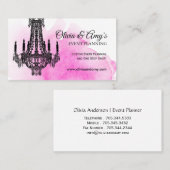 Roze Waterverf met luchters Visitekaartjes (Voorkant / Achterkant)