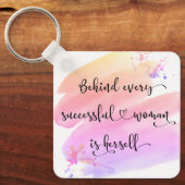 Roze Waterverf met succes Voman Citaat Typografie Sleutelhanger (Voorkant)