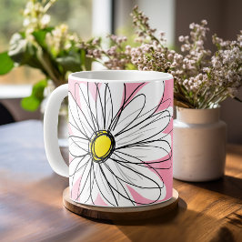 Roze Waterverf met Whimsical Daisy Custom Name Koffiemok