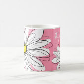 Roze Waterverf met Whimsical Daisy Custom Name Koffiemok (Center)