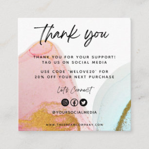 Roze Waterverf Mini Visitekaartje