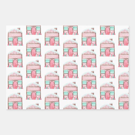 Roze Waterverf Mint kerstakelpapier Inpakpapier Vel (Voorkant 2)