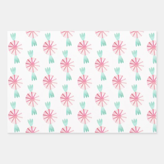 Roze Waterverf Mint Tree-kerstpapier Inpakpapier Vel (Voorkant 2)