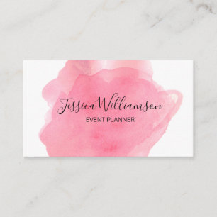 Roze, waterverf, modern, chic, gebeurtenisplanner visitekaartje