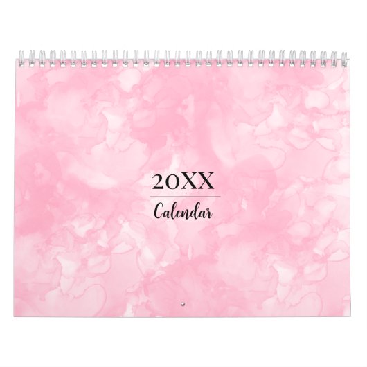 Roze Waterverf Modern Minimalist Kalender (Hoes)
