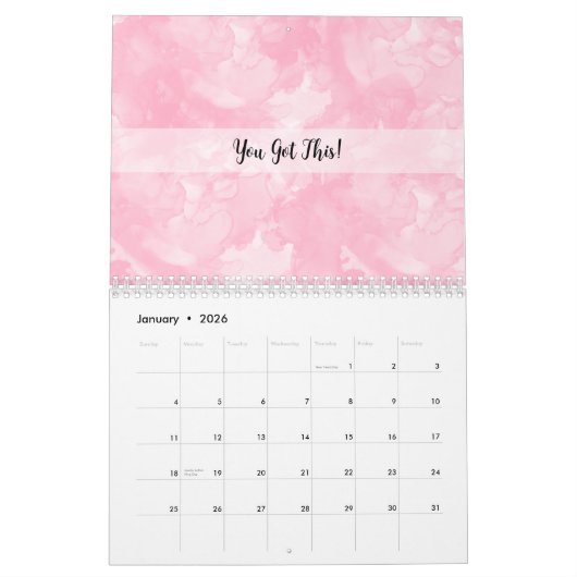 Roze Waterverf Modern Minimalist Kalender (Jan 2026)