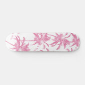 Roze waterverf modern palmboompatroon persoonlijk skateboard (Horizontaal)