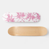 Roze waterverf modern palmboompatroon persoonlijk skateboard (Horizontaal)