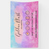 Roze Waterverf & Moderne Gouden Geometrische Chic Spandoek (Verticaal)