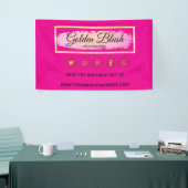 Roze Waterverf & Moderne Gouden Geometrische Chic Spandoek (Beurs)