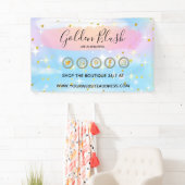 Roze Waterverf & Moderne Gouden Geometrische Chic Spandoek (Insitu)