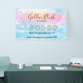 Roze Waterverf & Moderne Gouden Geometrische Chic Spandoek (Beurs)