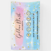 Roze Waterverf & Moderne Gouden Geometrische Chic Spandoek (Verticaal)