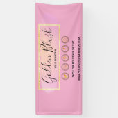 Roze Waterverf & Moderne Gouden Geometrische Chic Spandoek (Verticaal)